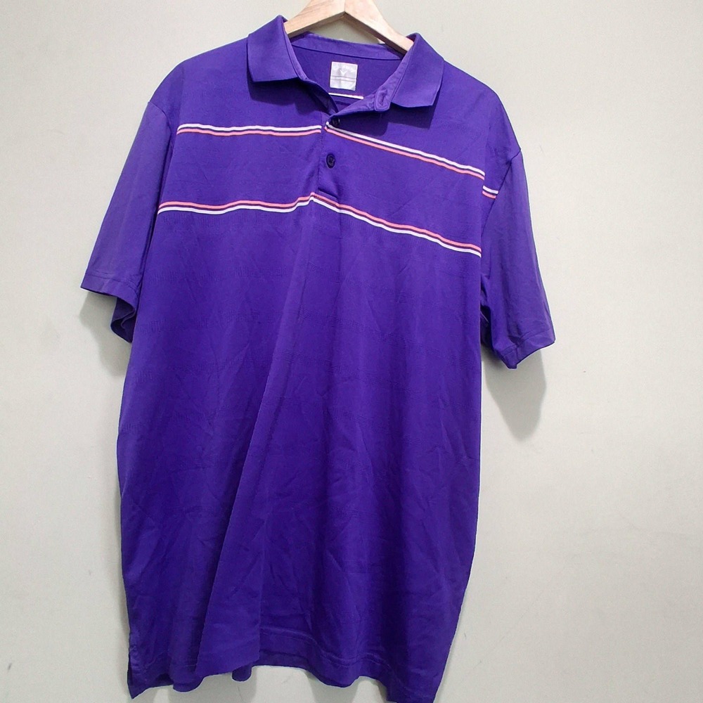 Callaway Mens XL Opti-Dri Purple Striped Short Sleeve Golf Polo Shirt SU24461